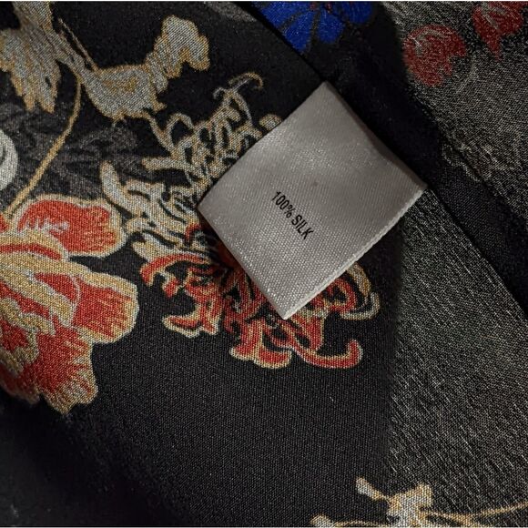 Tucker Bohemian Blouse Japanese Garden in Crepe de Chine Black Silk Floral - Picture 5 of 10